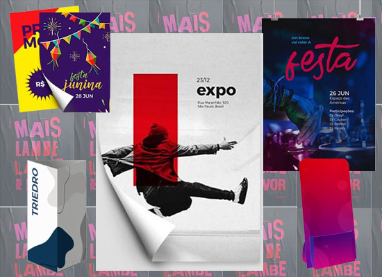 Banners, cartazes, displays, lambe-lambe